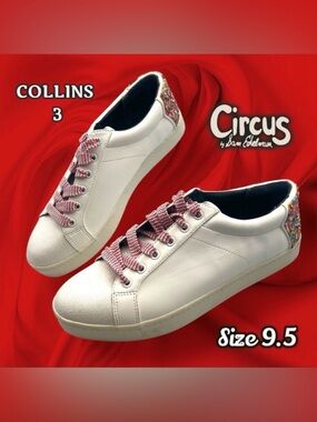 Circus by Sam Edelman Collins 3 White Sneakers with Seed Bead Accents Size 9.5